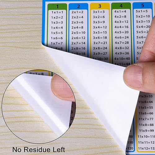 Miniatura 5 de Wisdompro Paquete de 40 calcomanías de multiplicación para niños, tabla de mesa de tiempos pequeños para escritorio de estudiantes, primaria, aula