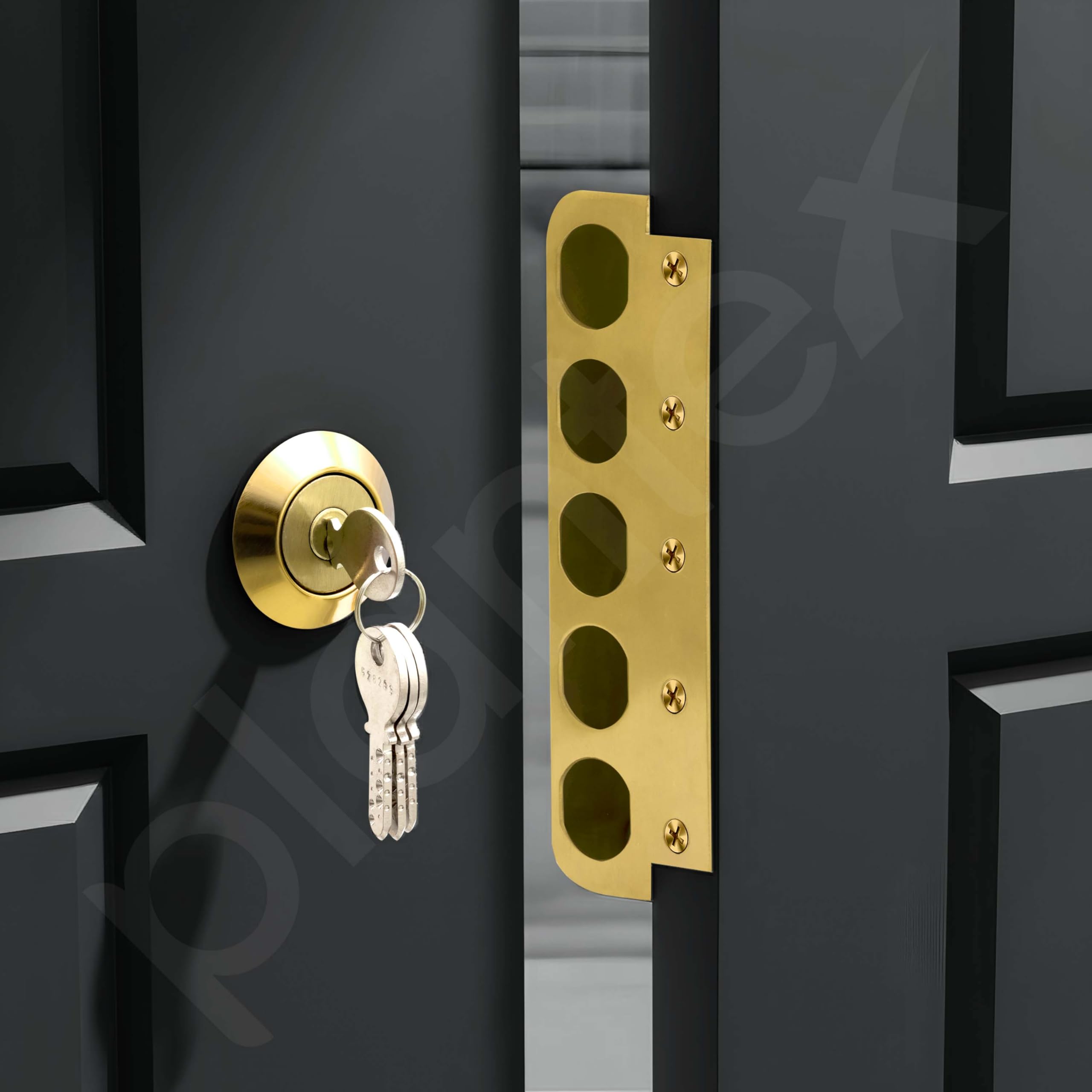 Plantex Stainless Steel Penta Bolt Lock for Main Door/5-Point Security Deadbolt with Brass Cylinder & 4 Keys/Door Lock Set with 5 Years of Warranty (PVD Gold) — Amazon image 9