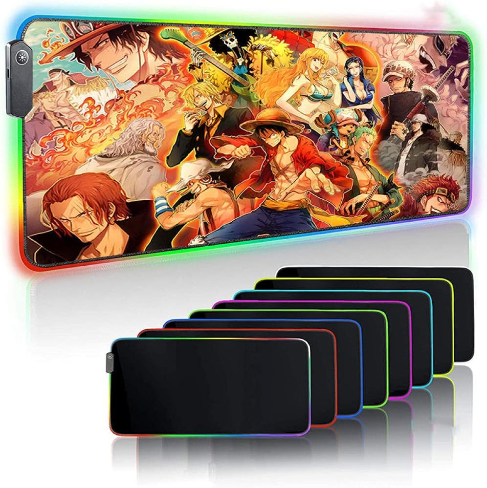 Xxlrgbアニメワンピースマウスパッドアニメルフィエースキャラクターledコンピューターキーボードマウスマット14個