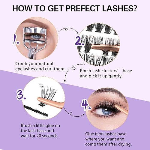 Miniatura 5 de Extensiones de pestañas individuales B&Q Lash 280 unidades, pestañas postizas 35D 45D, extensiones de pestañas naturales esponjosas en racimo para