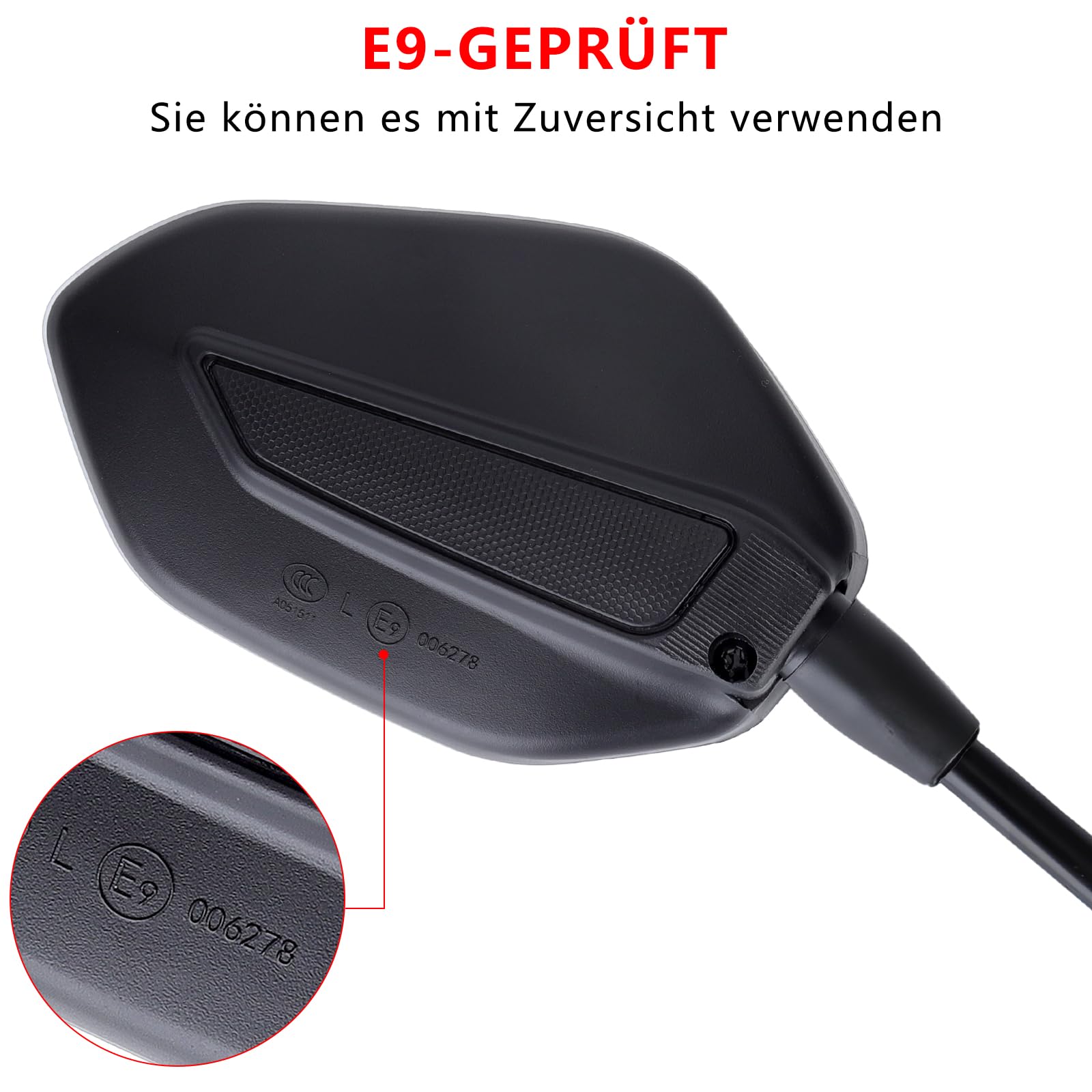2 sztuki lusterek motocyklowych, z atestem E9, obrotowe lusterko wsteczne, do skutera, skutera, ATV, motoroweru, roweru diktowego, 2 sztuki