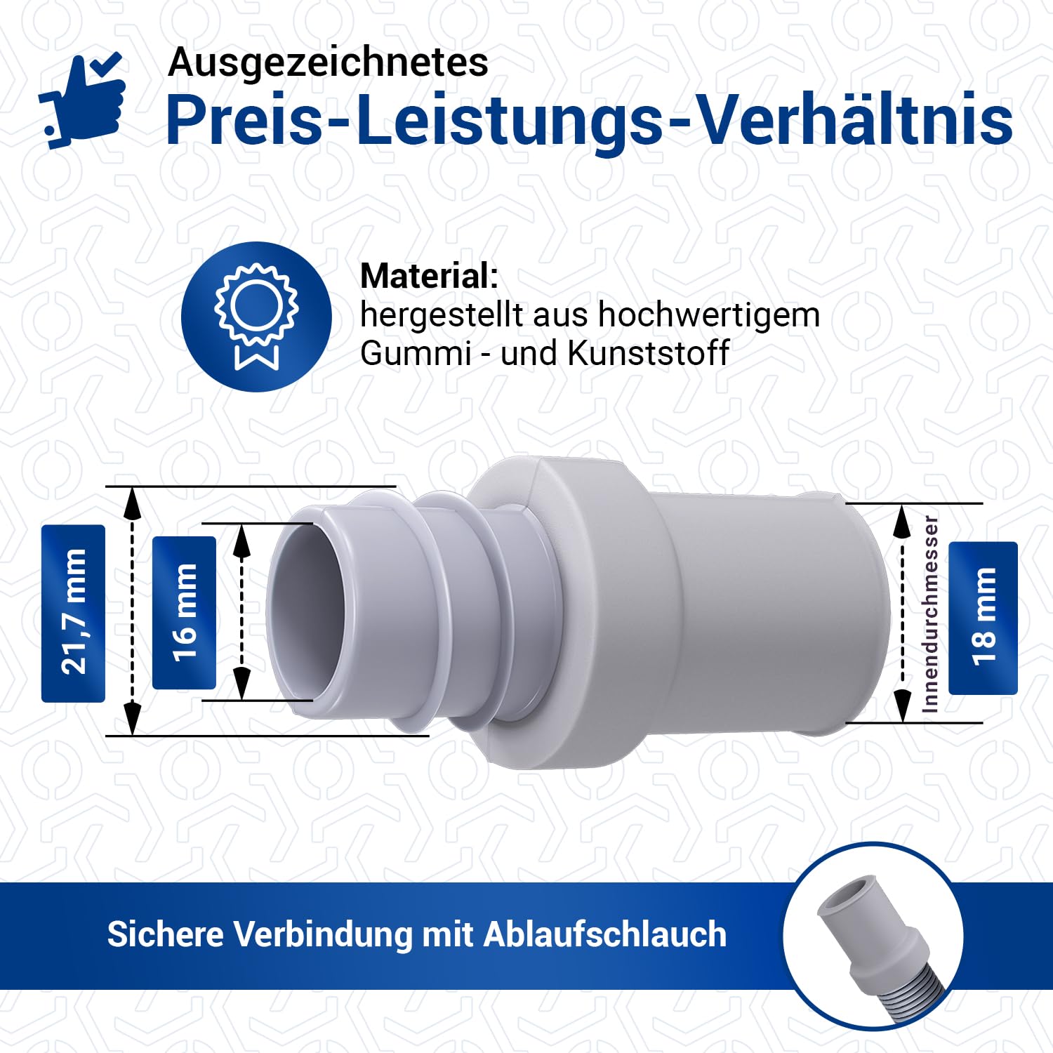 Spares2Go Abflussschlauch-Erweiterung Für AEG Waschmaschine – 2,5 M Lang, Mit Adaptern 18 Mm / 22 Mm