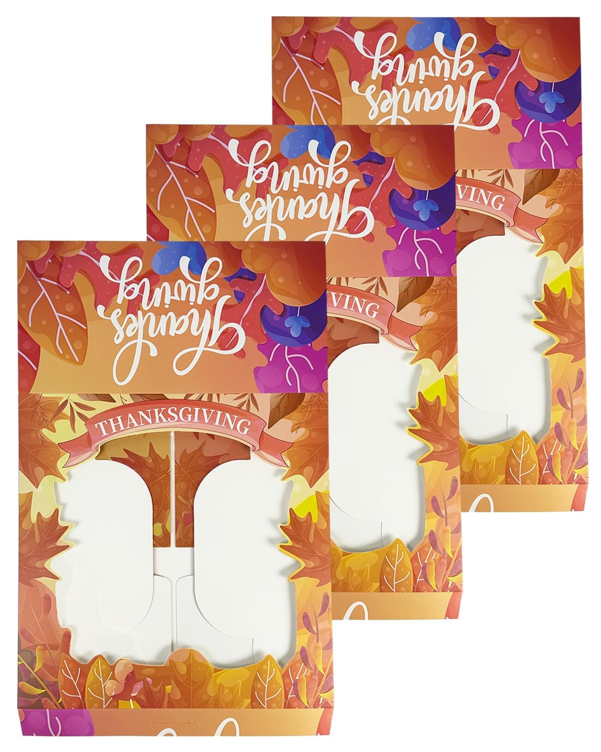 Bakepacker Thanksgiving Cake Boxes with Window 10x10x5 Fall Bakery Boxes Orange Maple Leaf Thanksgiving (18 Cake Boxes +18 Cake Boards Included)
