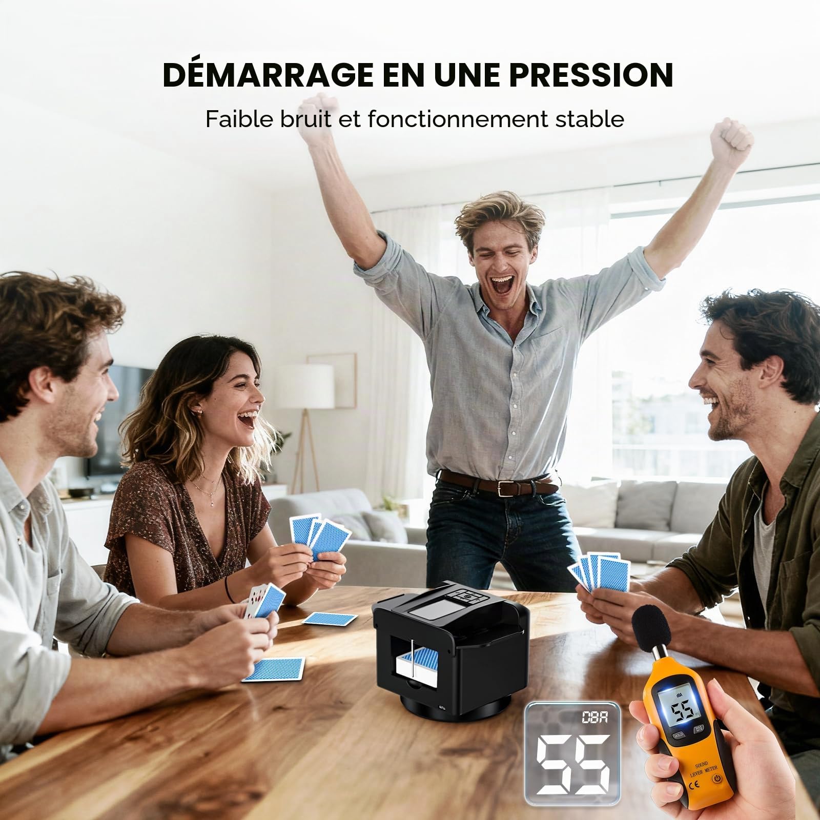 KPAW Mélangeur Automatique de Cartes et Croupier – 1 à 2 Jeux Prend en Charge 12 Joueurs, 4 télécommandes de Dessin, Jeux intégrés, Offre à 360°/180°, pour Poker, UNO, Phase 10, Skip-Bo, Rummy (Noir)