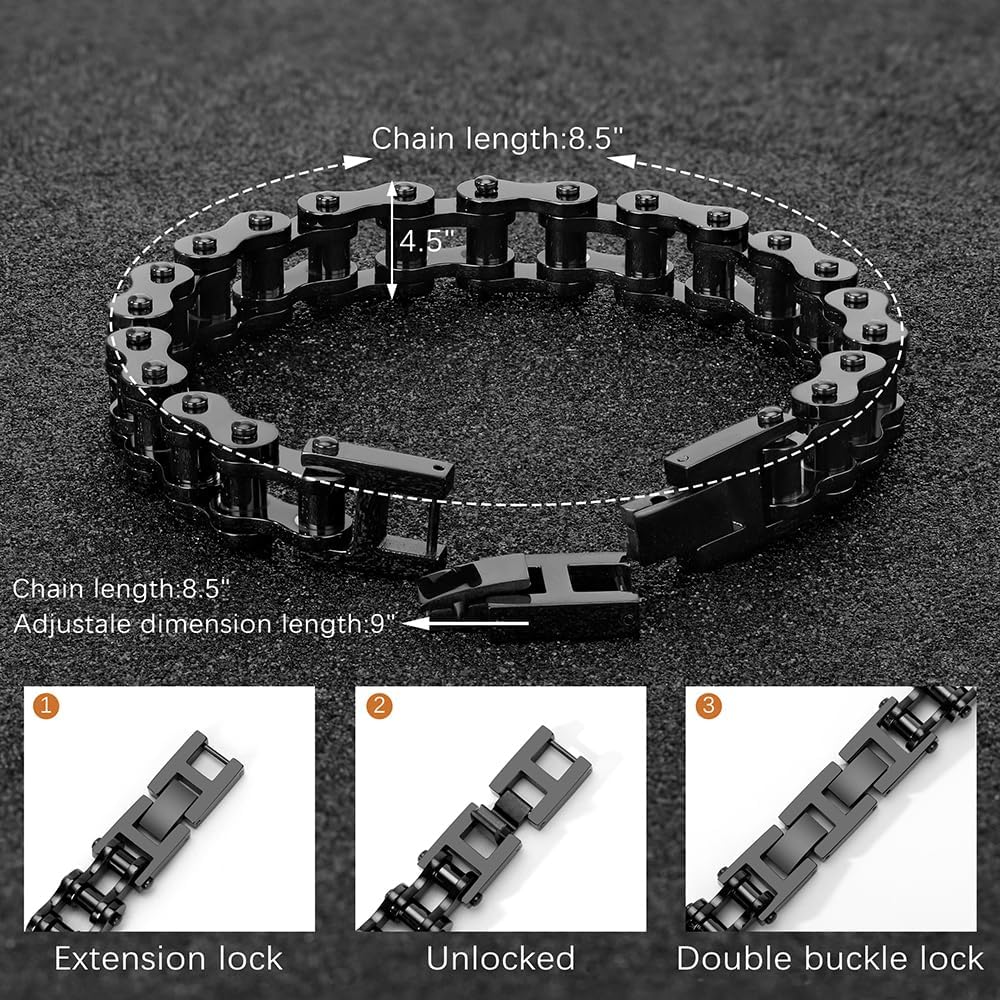 Stainless Steel Bike Chain Link Bracelet for Men - Fashionable and Versatile Motorcycle Chain - Holiday/Anniversary/Valentine's Day Gift