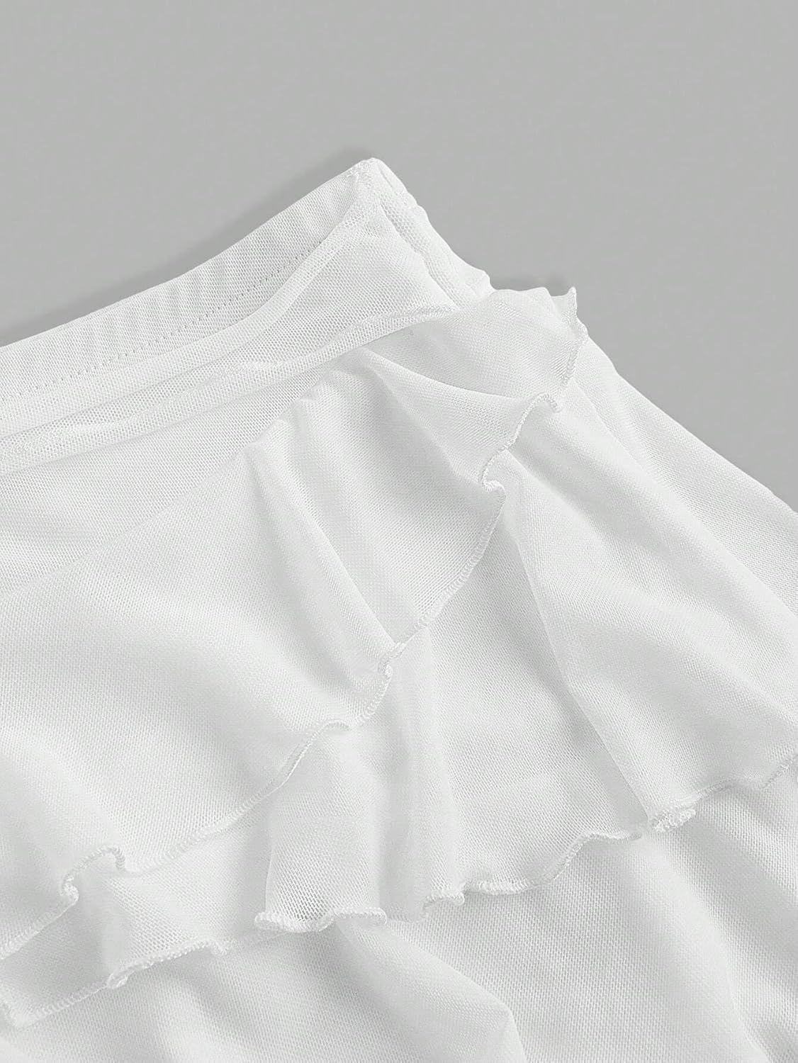 Women's Low Rise Mini Skirt with Multi-Layer Ruffle Trim for Casual and Night Out Wear
