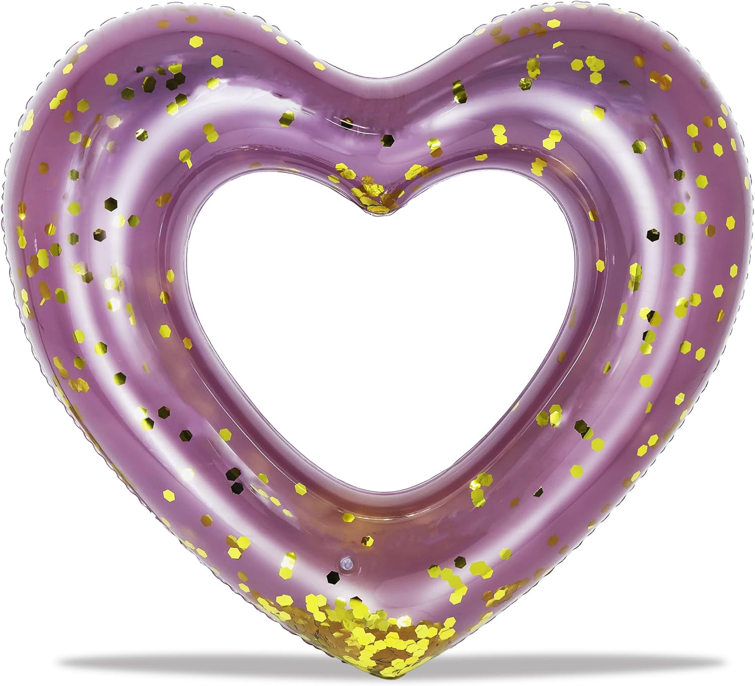 POZA Inflatable Heart Pool Float - Sparkly Confetti-Filled Heart Shaped Pool Tube, Inflatable Lounger for Beach or Lake, Fun Swimming Float for Kids and Adults