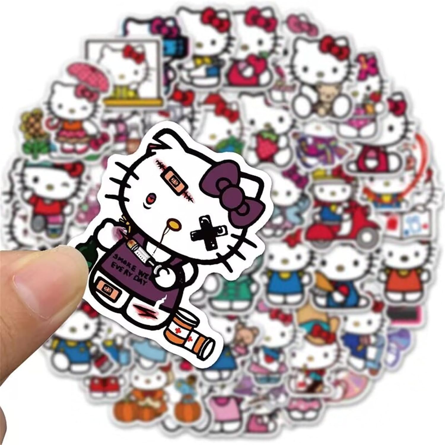 50Pcs Mixed Cartoon Hello Kitty Stickers Gifts for Kids Girl Laptop, Cute Waterproof Vinyl Cartoon Decal for Teen Water Bottle Bike Guitar Phone Skateboard Luggage (Kt)