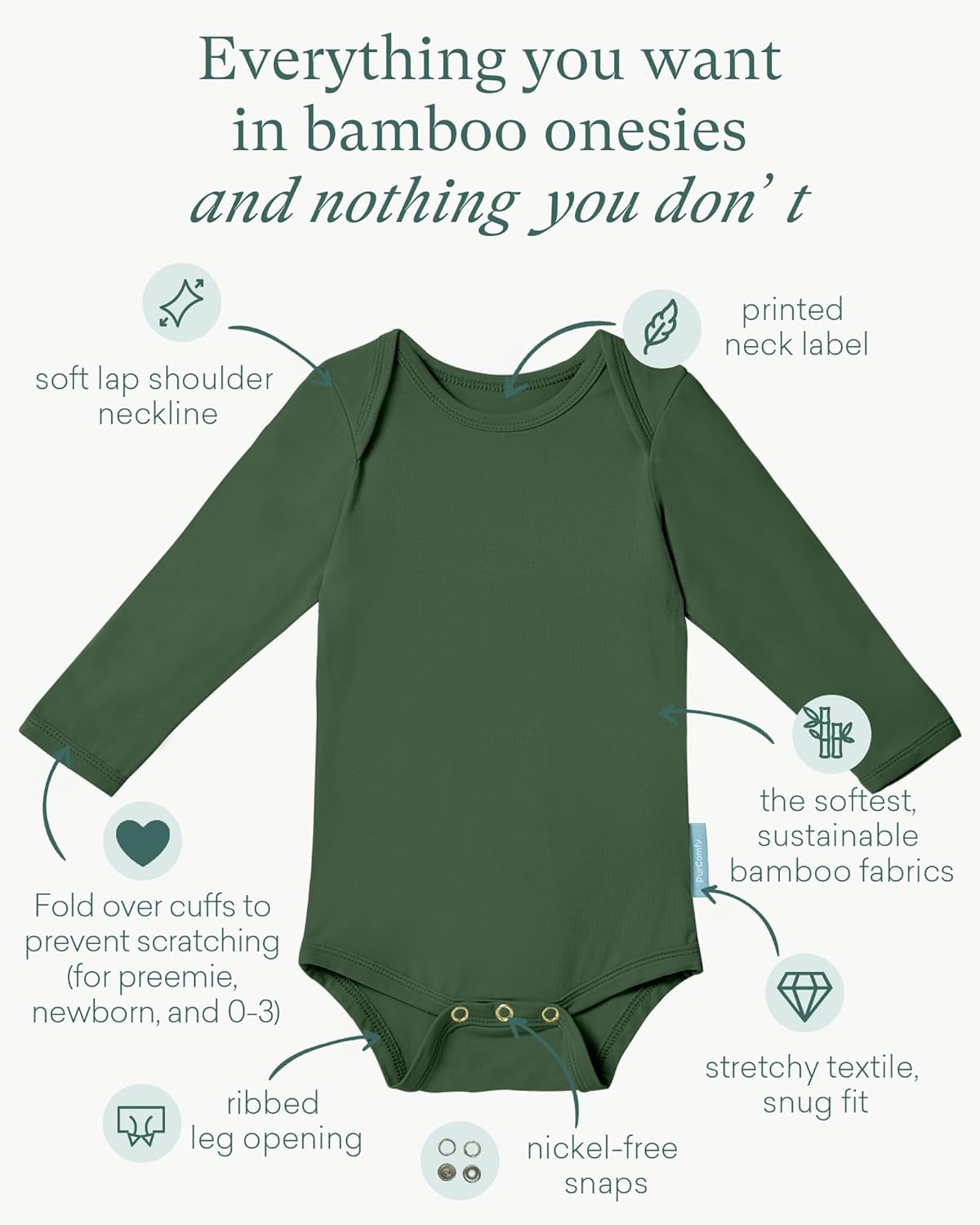 PurComfy Supersoft Long Sleeve Baby Bodysuits, Premium Bamboo Rayon Bodysuit Unisex Boy Girl 0-3-6-9-18-24 months - Image 2