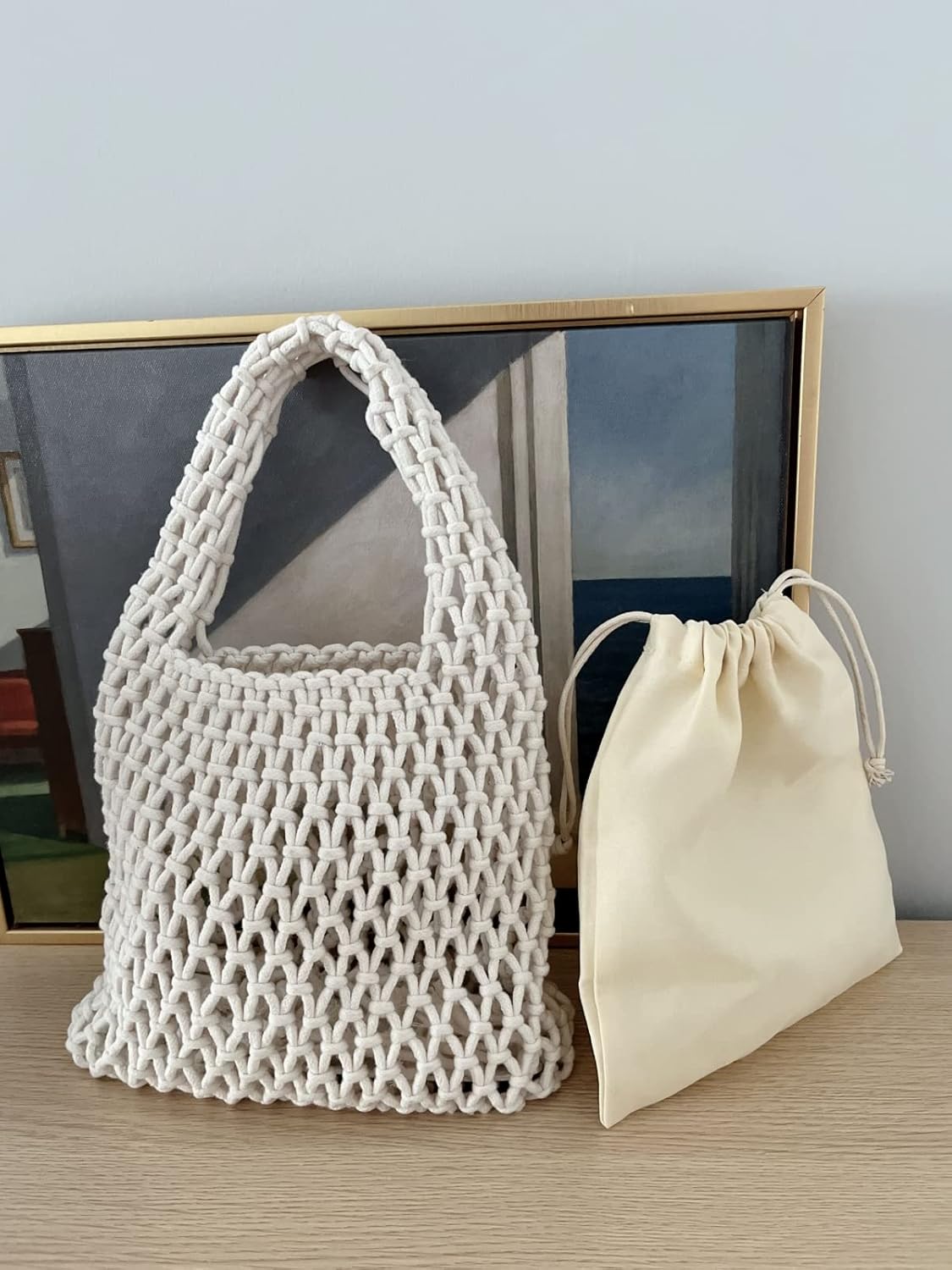 Mini Clutch Handbag Fishing Net Bucket Bag Cotton Kuwait Ubuy