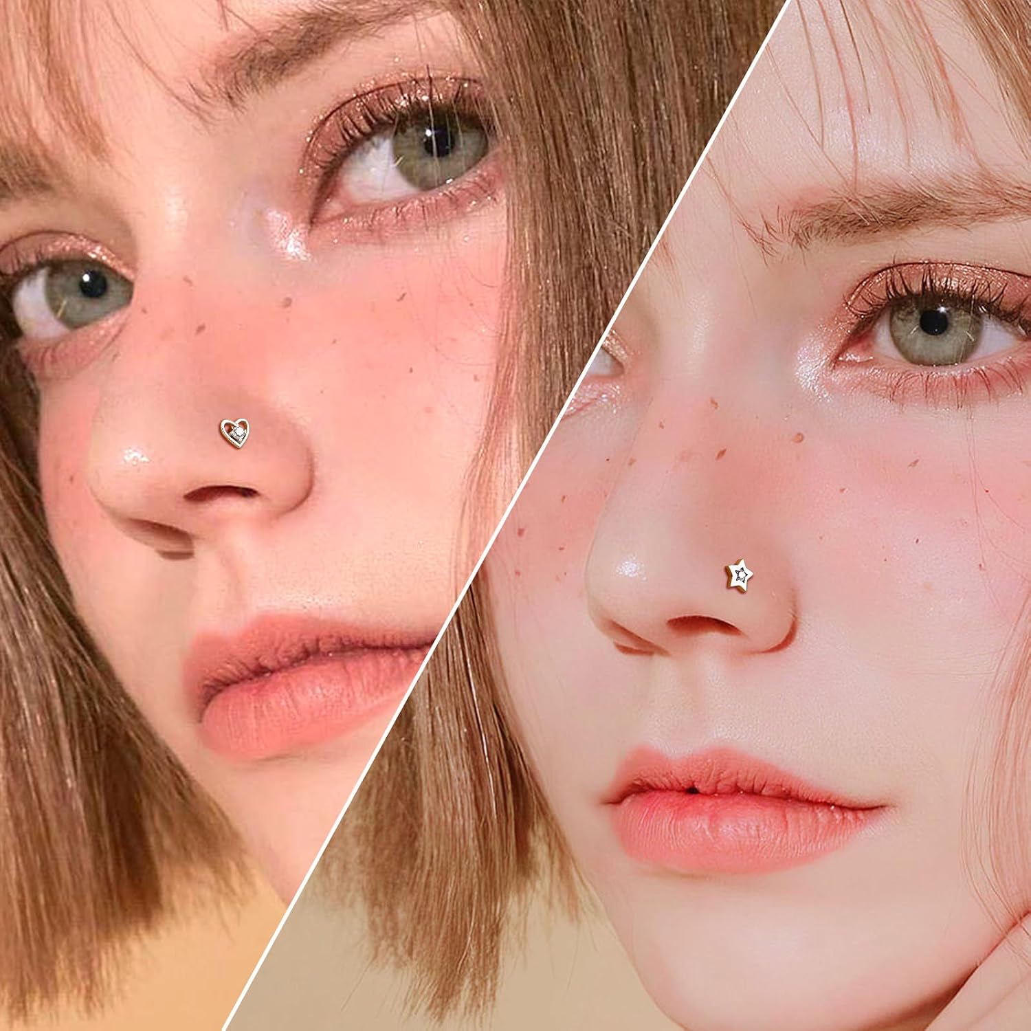 MeIighting Sterling Silver 925 Nose Stud 20G Nose Ring S-Shaped Nostril Piercing Clear CZ 7mm Nose Piercing Jewelry Body Jewelry for Women