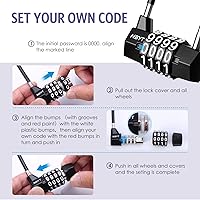 Vista 6 de Cerradura de combinación de grillete largo, 4 dígitos resistente a la intemperie con mango para puerta de gabinete al aire libre, cerradura de mano