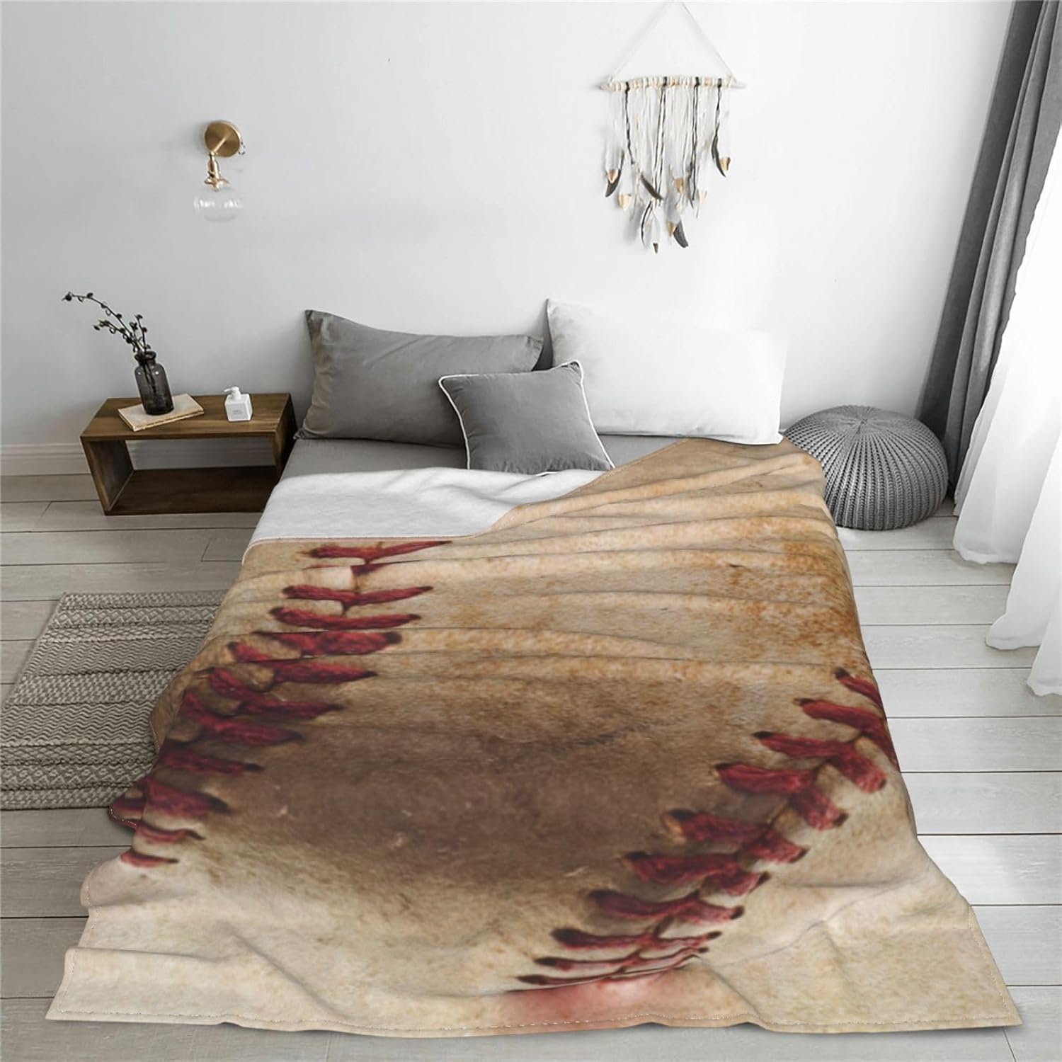BLUBLU Baseball Flannel Fleece Bed Blanket Throw Blanket Lightweight Cozy Plush Blanket for Bedroom Living Rooms Sofa Couch 80"x60"