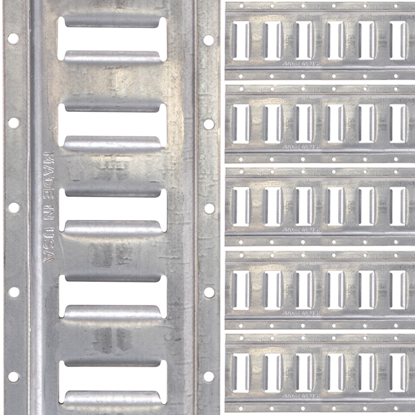 US Cargo Control E Track, Made in USA, 12 Gauge Steel 5 FT Galvanized Rail (6 Pack) Horizontal ETrack Rails for Trailers, Garages, Cargo Vans, 6,000