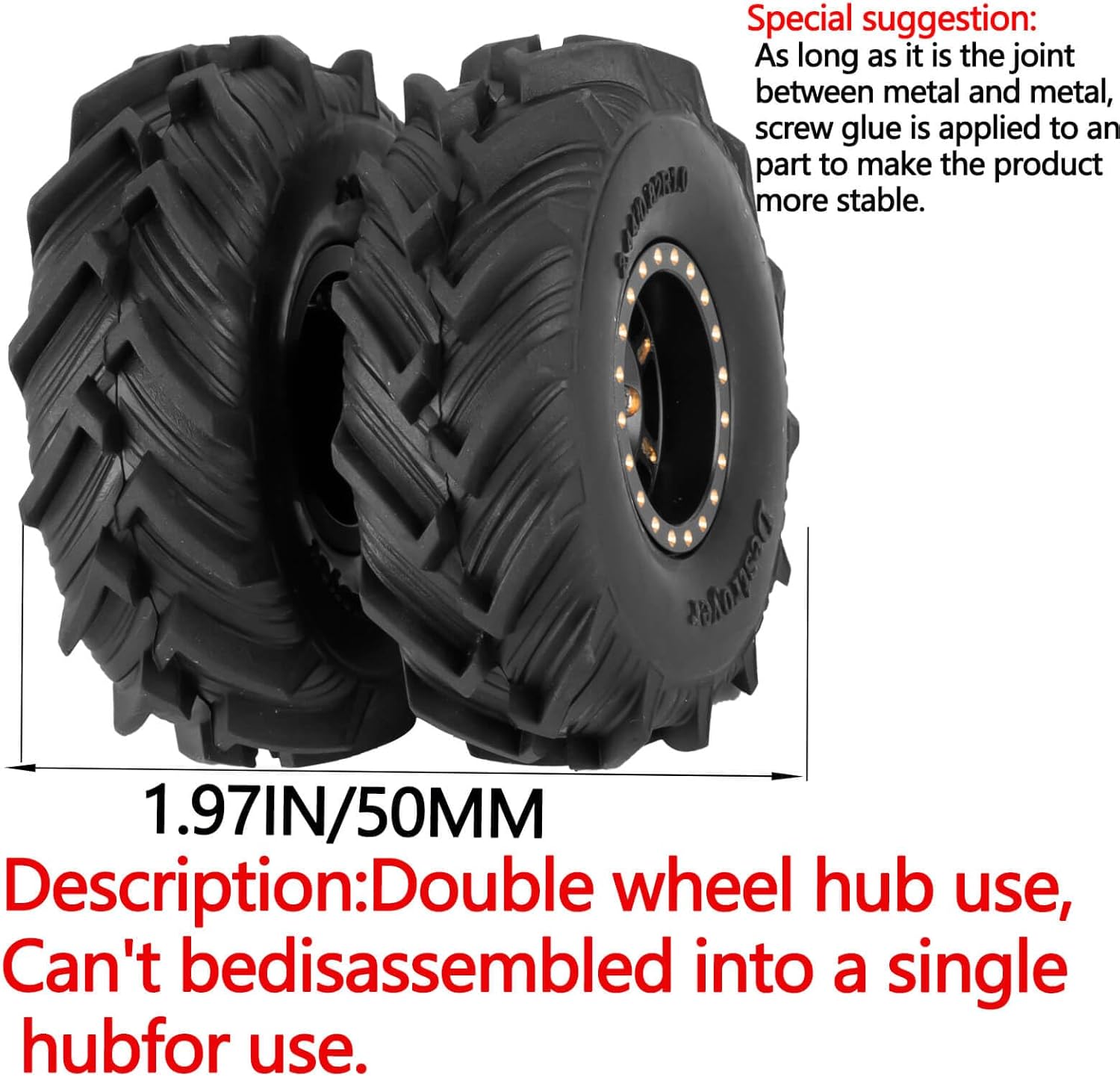RC Full Brass 1.0in Dually Beadlock RC Wheel RC Tires for 1/24 1/18 SCX24 Trx4m Axial RC Crawler,1.0 RC Metal Wheel Hub Rim RC Truck Tires 4pcs