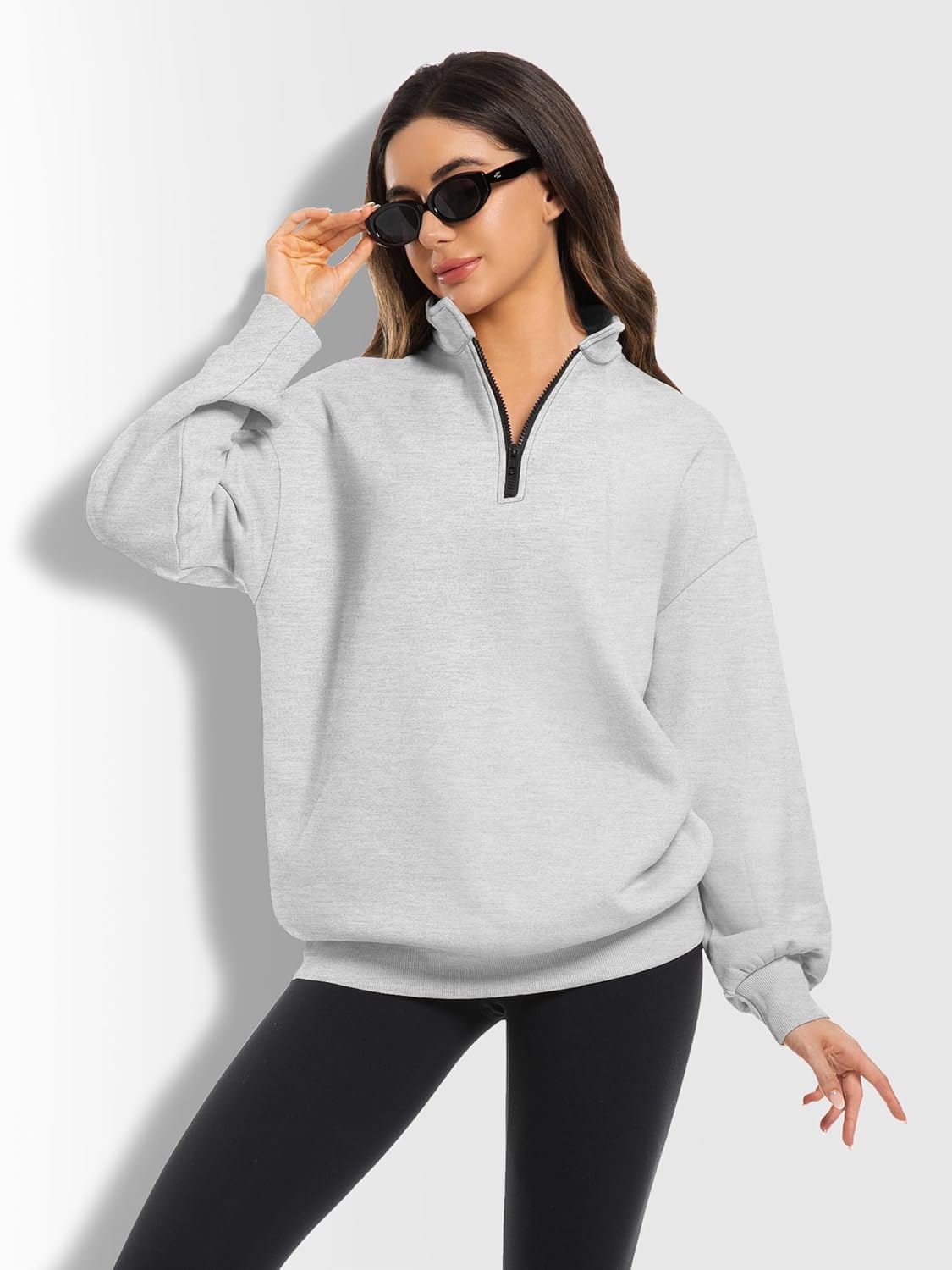 Womens Oversized Sweatshirts Fall Fashion Hoodies Half Zip Pullover Long Sleeve Shirts Clothes - Image 4