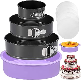 Springform Pan Set of 3 Leakproof Spring Form Pans for Cheesecake, Nonstick 4 7 9 Inch Cheesecake Pan with Silicone Protector, Springform Cheese Cake Pans Sets for Baking with 50Pcs Parchment Paper