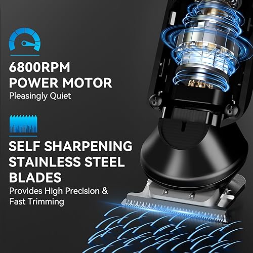 Vista 11 de Ufree - Cortadora de barba inalámbrica para hombres, maquina de afeitar eléctrica impermeable para nariz, cuerpo, cara y bigote, kit de aseo plateado