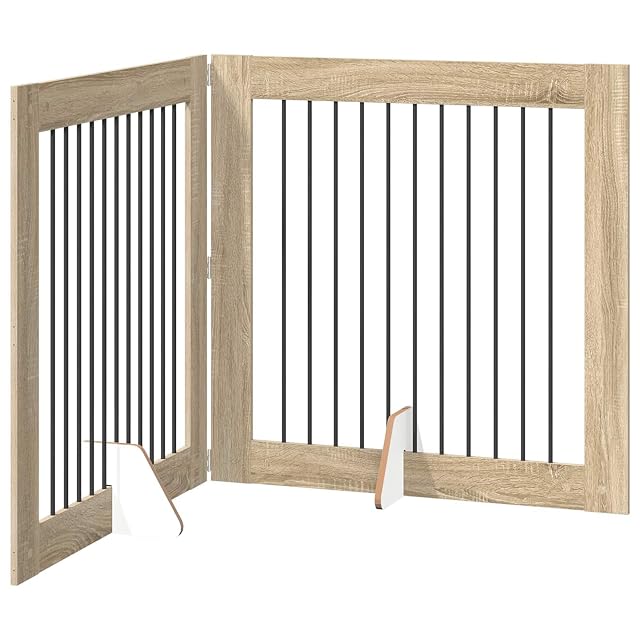 vidaXL Puerta para Perros Plegable con Soportes 2 uds. Roble Sonoma