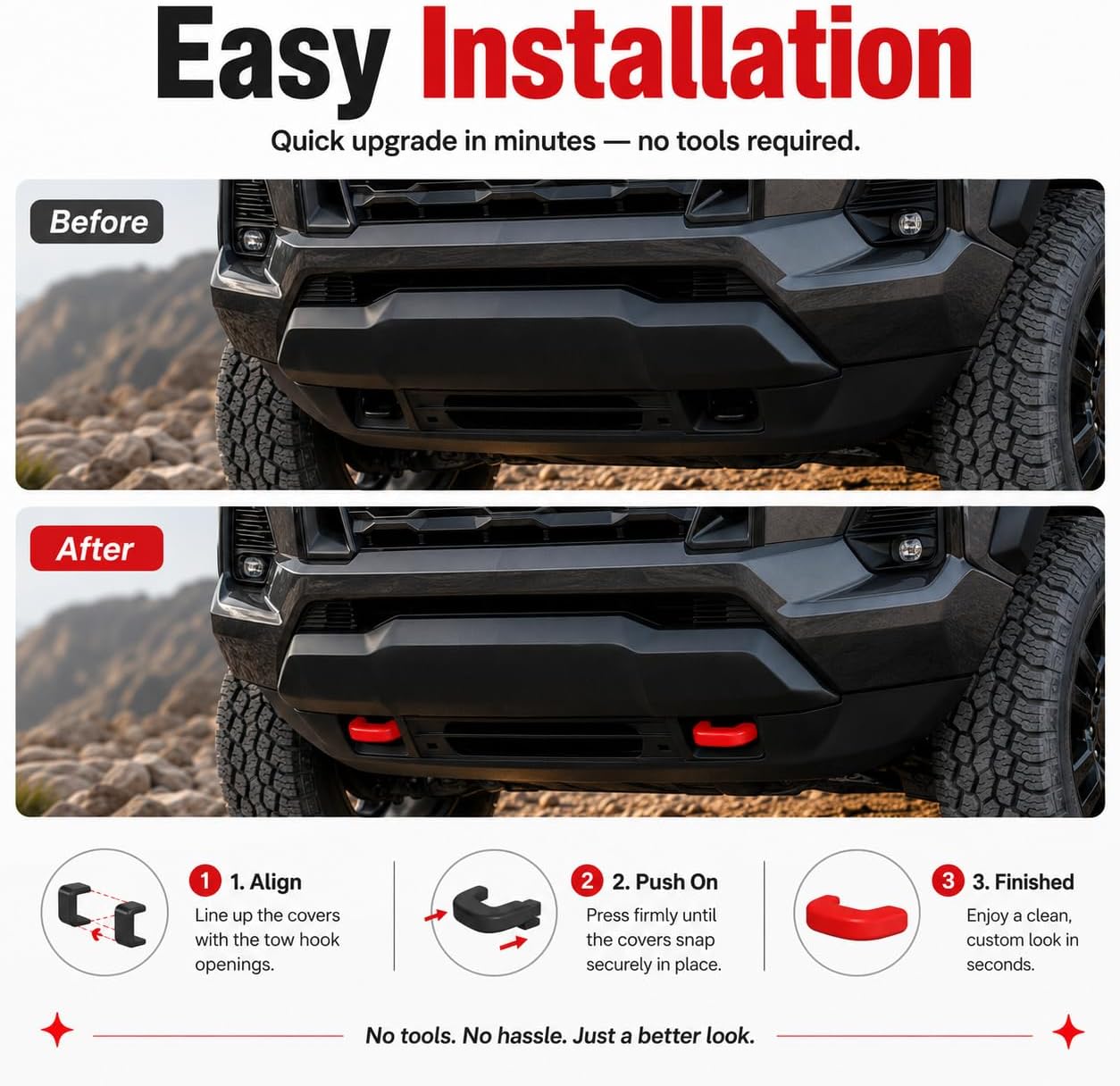 Tow Hook Covers Only Compatible with 2023 2024 2025 2026 Chevy Colorado Z71 ZR2 Accessories & GMC Canyon Accessories - Not Round Hook, Upgrade Design, Silicone Rubber