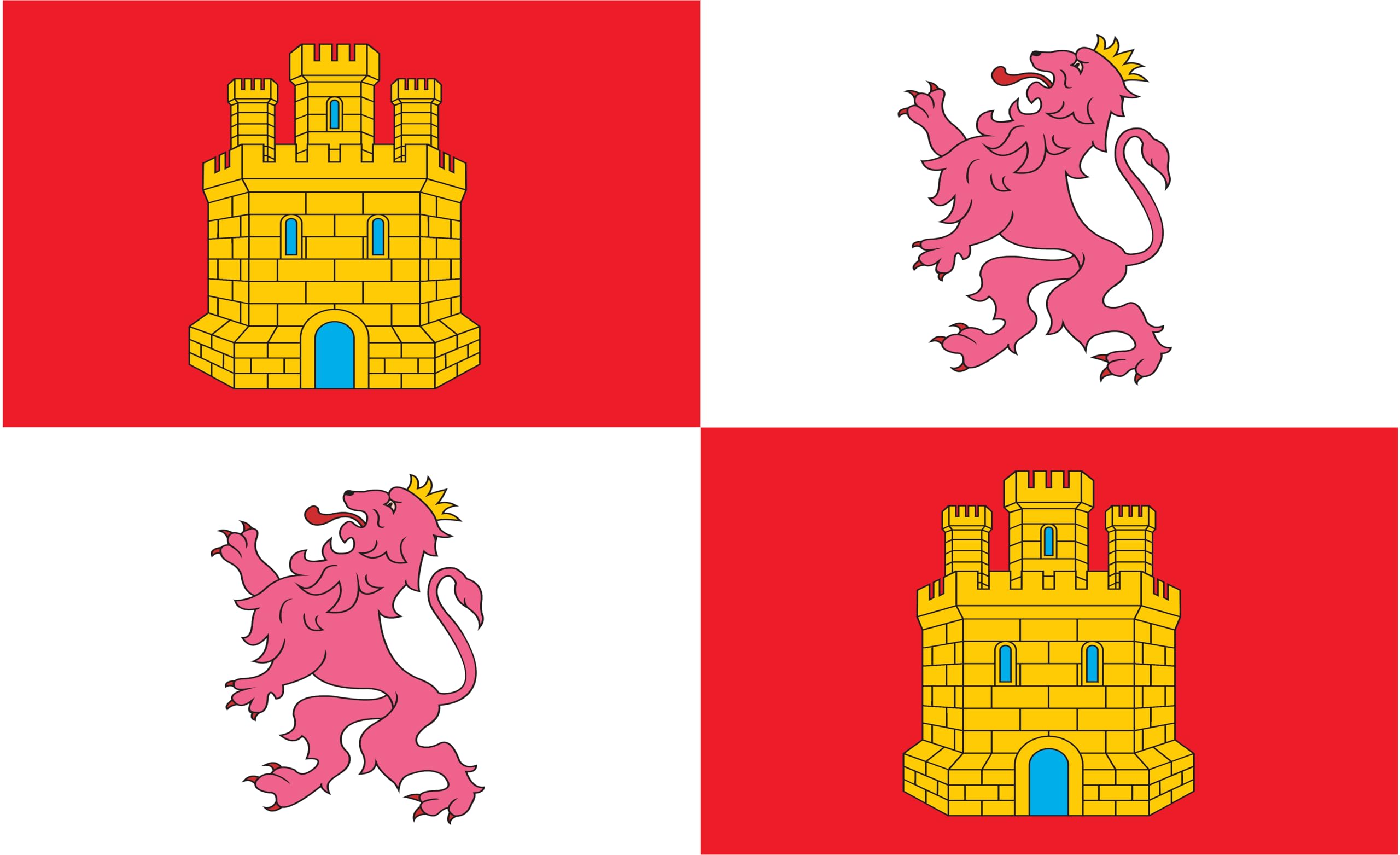 Drapeau Castille-León 200x120cm résistant au vent fort et déchirures