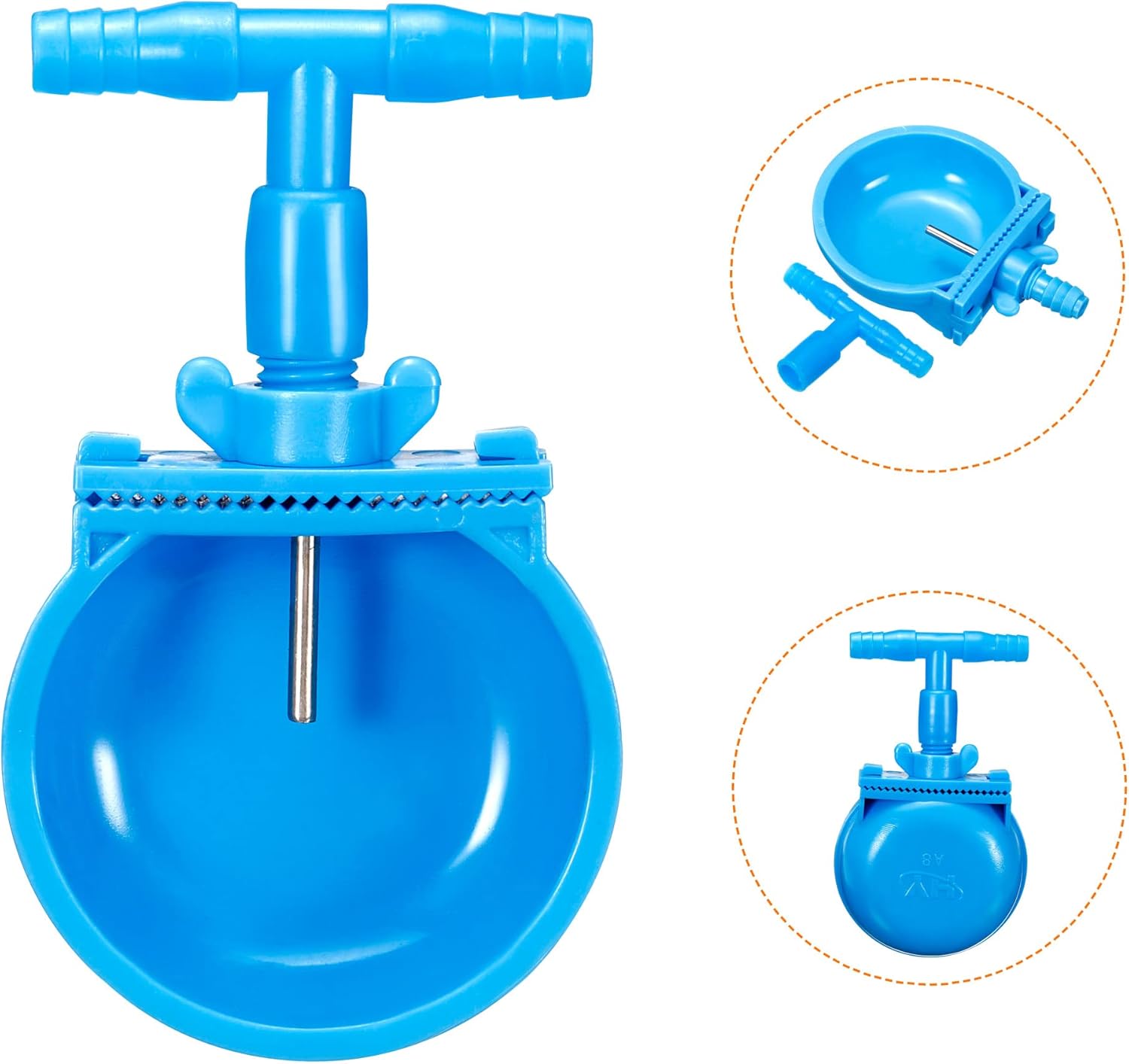 PATIKIL 84.5mm Width Rabbit Waterer Cups, 2 Pack Automatic Poultry Nipple Drinker Bowl for Small Animals Hamster Drinking, Blue