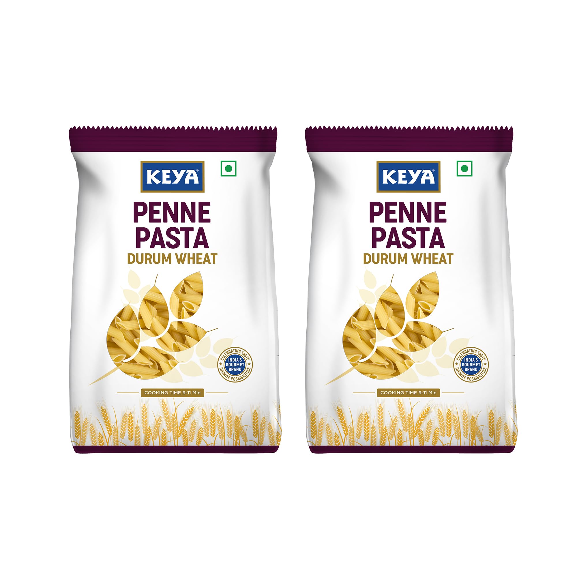 Keya No Maida 100% Durum Wheat Penne Pasta 400gm, Pack 2