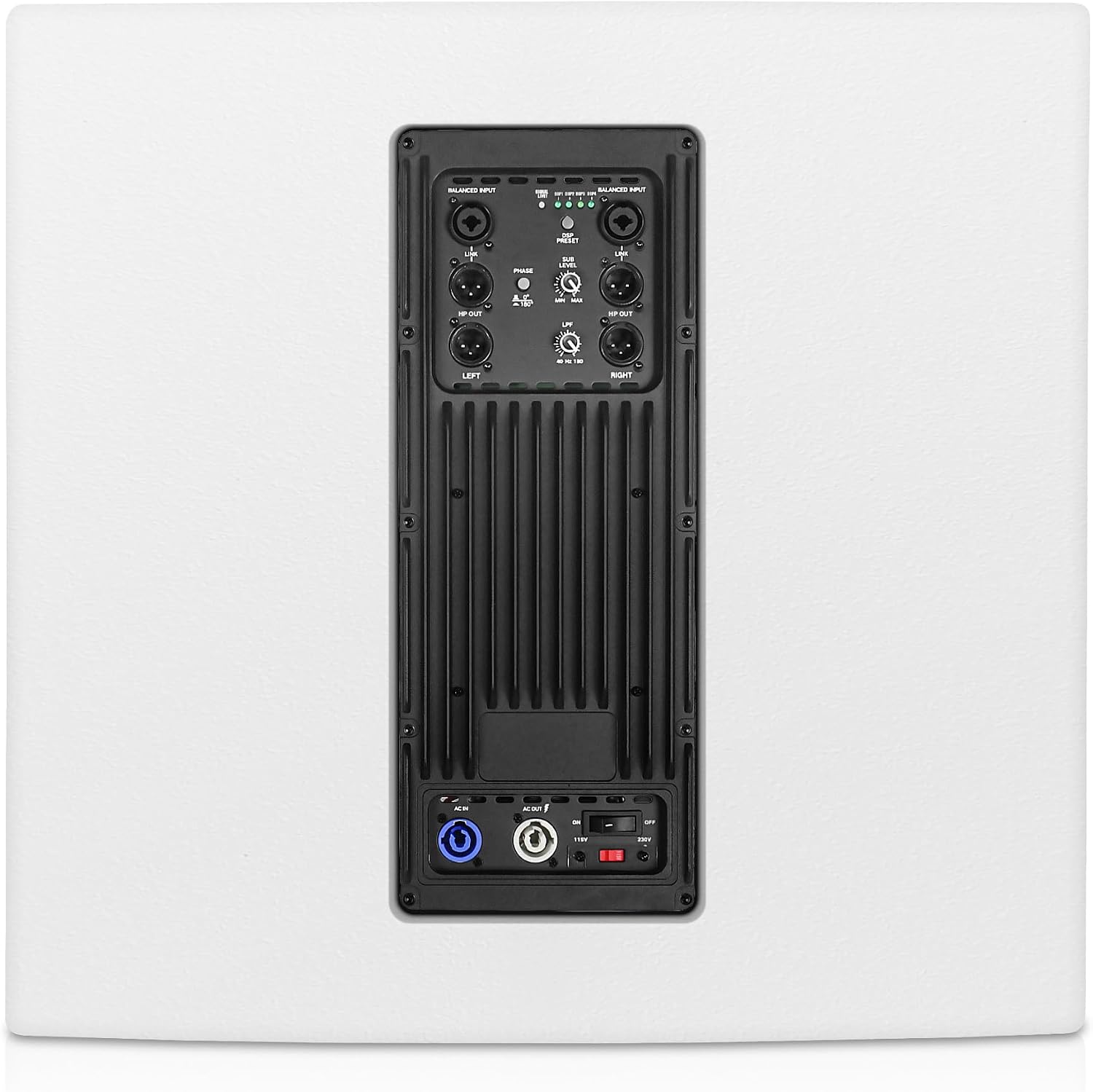 Sound Town CARME Series 1600W 18” Powered Subwoofer with DSP, LPF, Birch Plywood, White (CARME-18SWPW)