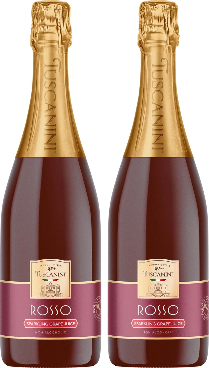 Tuscanini Sparkling Rose Grape Juice, 25.4oz (2 Pack) | Non-Alcoholic Celebration Drink | Festive Mushroom Cork | Refreshing & Elegant Sparkling Grape Juice | Perfect for Holidays, Weddings & Special Occasions