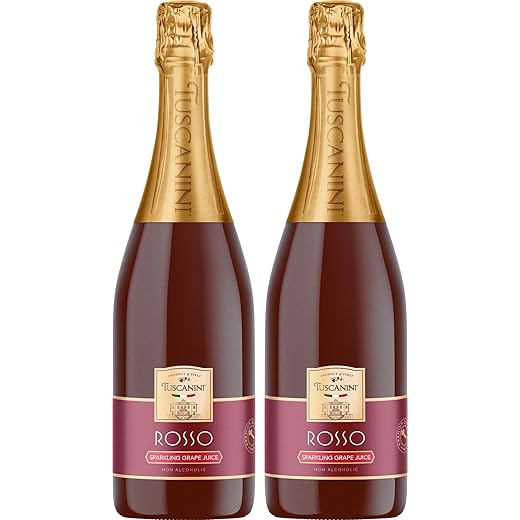 Tuscanini Sparkling Rose Grape Juice, 25.4oz (2 Pack) | Non-Alcoholic Celebration Drink | Festive Mushroom Cork | Refreshing & Elegant Sparkling Grape Juice | Perfect for Holidays, Weddings & Special Occasions