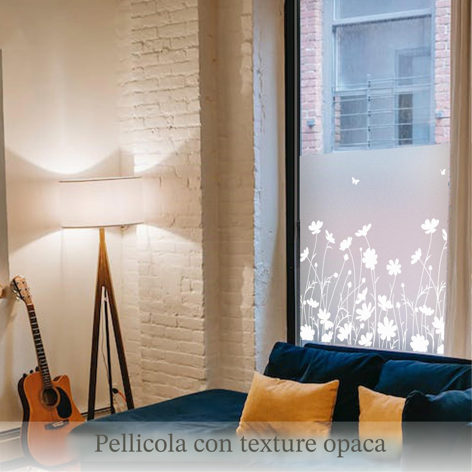 dktie Pellicola per finestre in vinile smerigliato per la privacy, pellicola per finestre senza colla, pellicola per finestre in vetro colorato rimovibile per cucina, bagno, camera dei bambini, 90 x