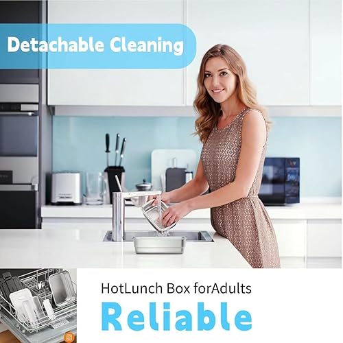 Miniatura 7 de Lonchera térmica – Fiambrera eléctrica para alimentos, calentador de alimentos portátil para el trabajo y los viajes, lonchera calentable caliente
