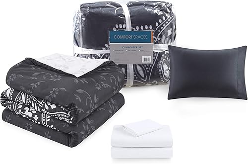 Miniatura 5 de Comfort Spaces - Edredón cómodo con juego completo de sábanas y con bolsillo lateral, casual y moderno para todas las estaciones, fundas de cojín a