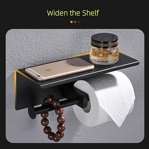 Miniatura 8 de Moderno juego de toalleros de papel higiénico empotrables de color negro mate, soporte de pared de metal duradero para ahorrar espacio, diseño de