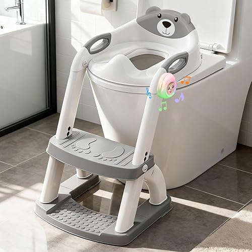 Miniatura 19 de Asiento de Entrenamiento para Baño SKYROKU, Asiento de Inodoro para Entrenamiento con Escalera para Pasos, para Niños y Niñas Pequeños - Asiento