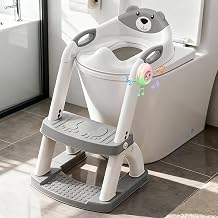 Potty Training Seat, SKYROKU Upgrade Toddler Toilet Seat for Kids Boys Girls,2 in 1 Potty Training Toilet,Splash Guard Anti-Slip Pad Step Stool,New Sector-Shape Stabilized 8898Music-Grey, Classic