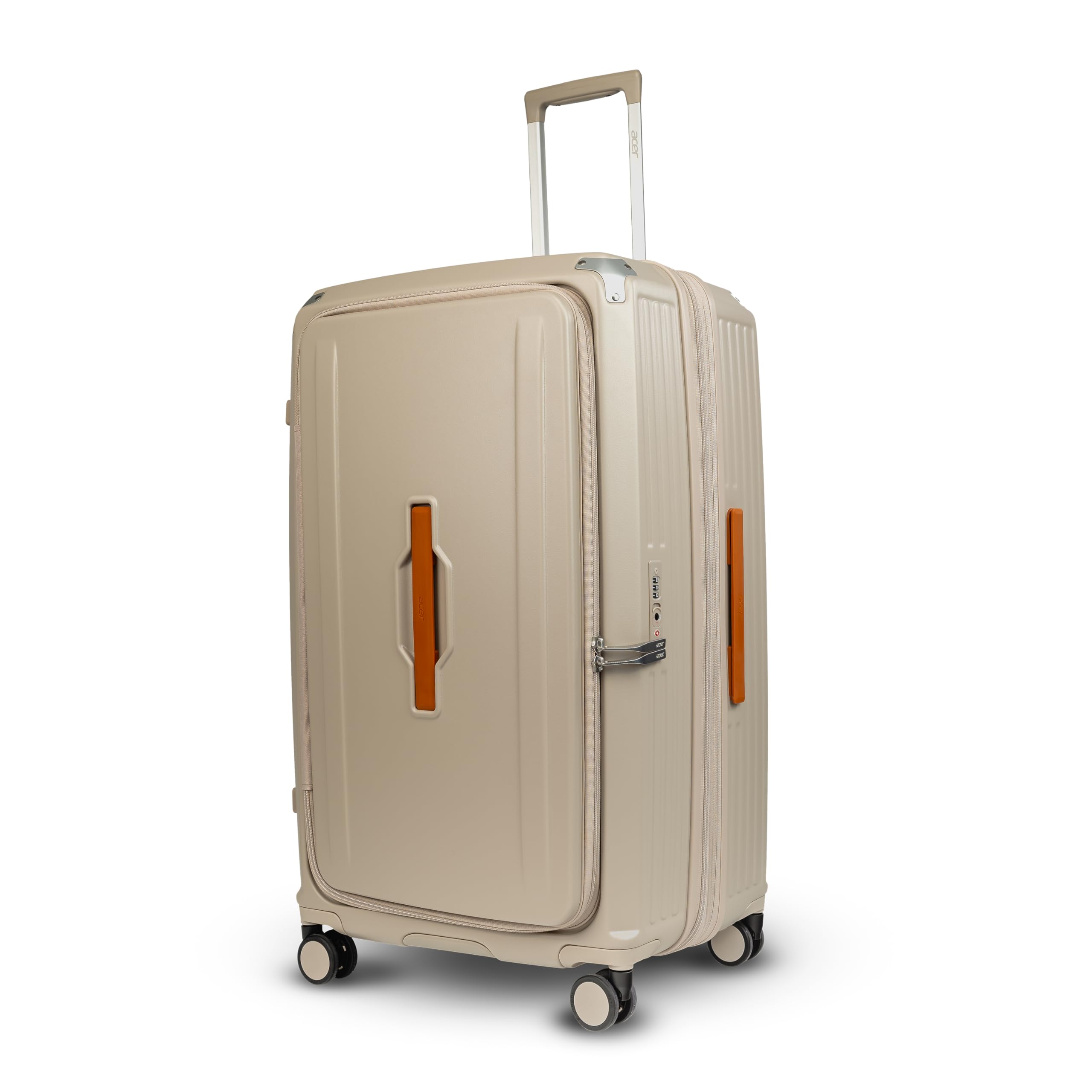 Acer Brisbane Suitcase, 28 inch Check-in, with 360 Degree Spin 8 Wheels, Double TSA Lock, Dual Opening (Top and Mid), Expandable, Recycled Polyseter Material, Moreton Sand