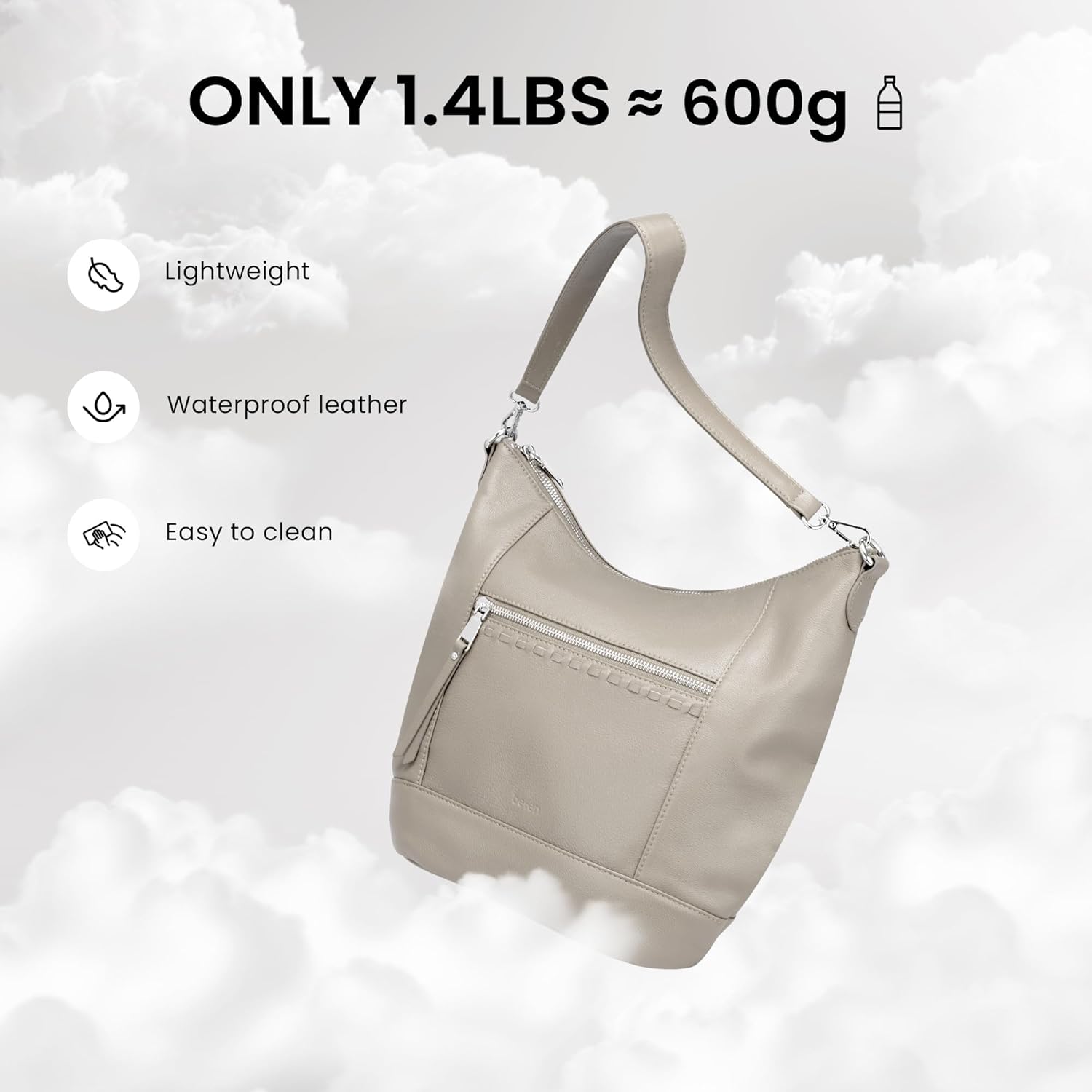 befen Genuine Leather Crossbody Hobo Purse for Women Soft Lightweight Leather Handbags with 2 Removable Straps - Image 7