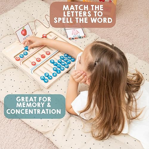 Miniatura 3 de Montessori - Juguete de aprendizaje para niños de 4 años en adelante  Tablero educativo del alfabeto de madera con tarjetas didácticas  Esenciales