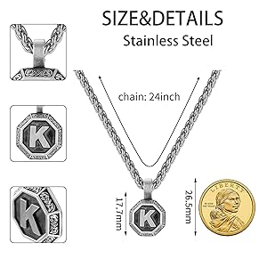 Zocomi Letter A Necklace Initial Chain for Men Stainless Zocomi Letter A Necklace Initial Chain for Men Stainless