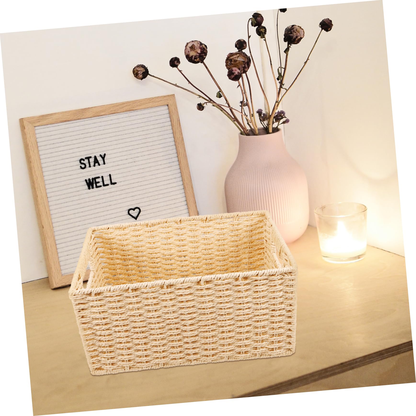 Amazon.com - VILLCASE Desktop Woven Storage Basket Handle for