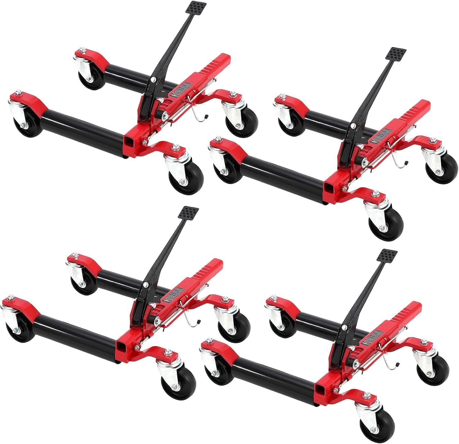 Car Dolly Jack Set of 4, 1500LBS Capacity Mechanical Car Wheel Dolly with Steel Twin Rollers, Heavy Duty Rollers with Foot Pedal for Tire Auto Repair Moving