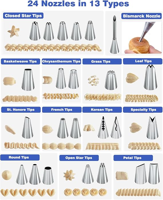 240PCS Cake Decorating Supplies Kits Cake Turntable, 100 Piping Bags 100 Disposable Cupcake Liners 24 Icing Piping Tips 3 Icing Scrapers 2 Spatulas Cake Leveler for Baking
