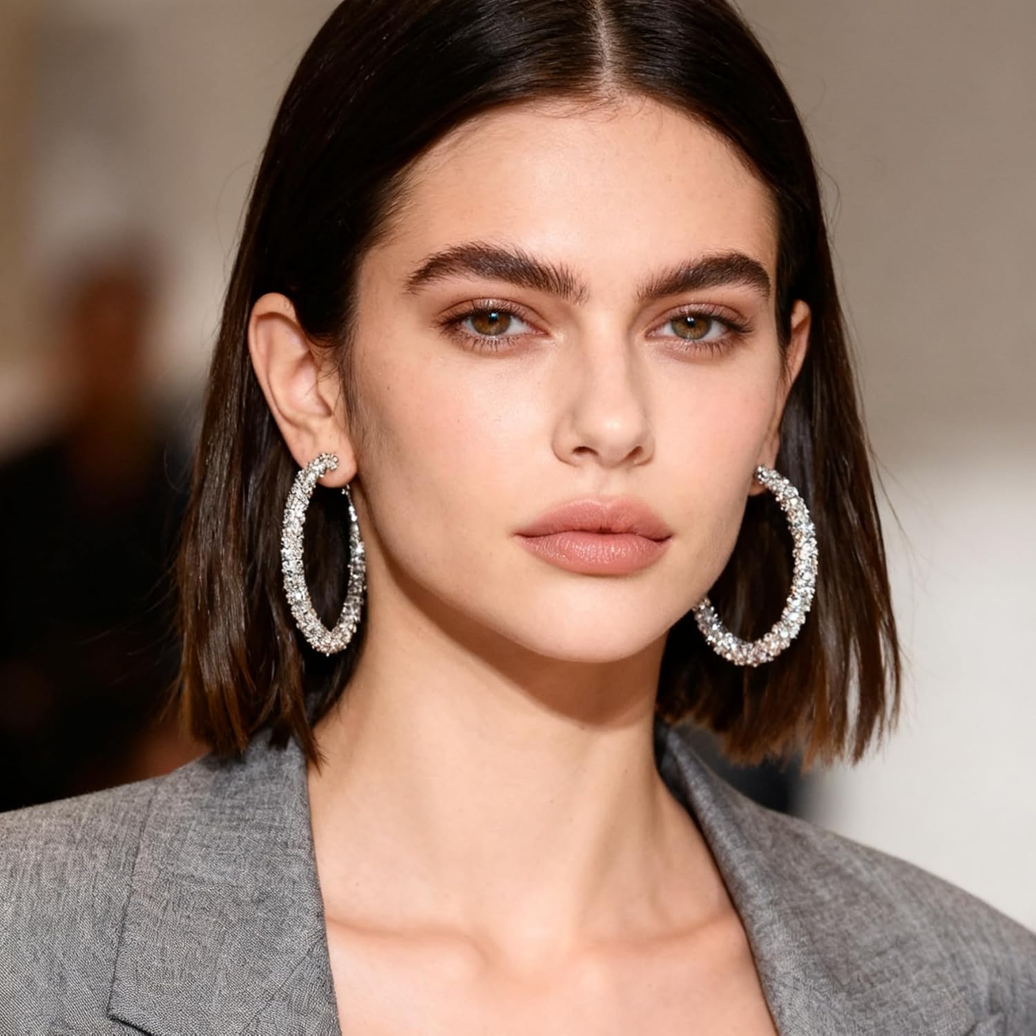 Mult-colors Cubic Zircon Hoop Earrings for Women Lightweight Hypoallergenic Jewelry for Sensitive Ears for Women Large Big Hoop Earrings DTE-GG60S - Image 2