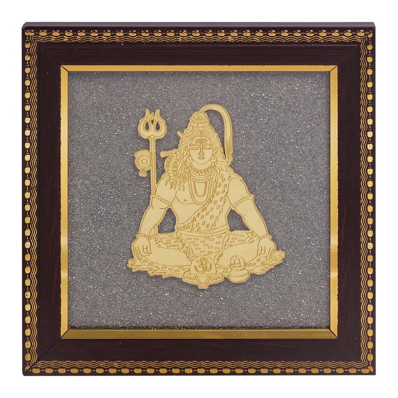 Image of Lord Shiva Wall Frame Gold Finish, Mahadev Spiritual Wall Art for Meditation, Home Temple & Vastu Decor
