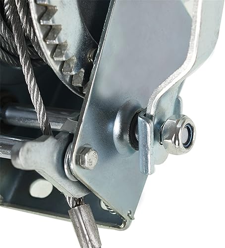 Miniatura 5 de Cabrestante de manivela de 1600 libras con freno y cable de acero resistente para barco, remolque, ATV o comedero de ciervos