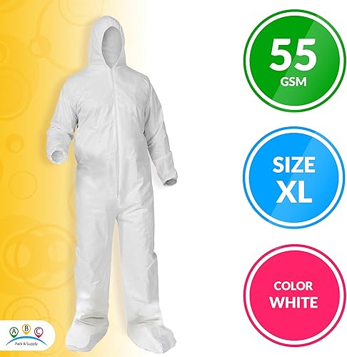 Miniatura 2 de ABC - Overol desechable con capucha para hombres, trajes de materiales peligrosos desechables para mujeres, 1.94 oz de polietileno desechable con
