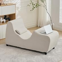 Yoga Chaise Lounger Indoor, Ergonomic Yoga Chair for Adults with Lumbar Support Pillow, Multifunctional Recliner for Living Room, Lounger Chair for Relaxation Stretching,Beige