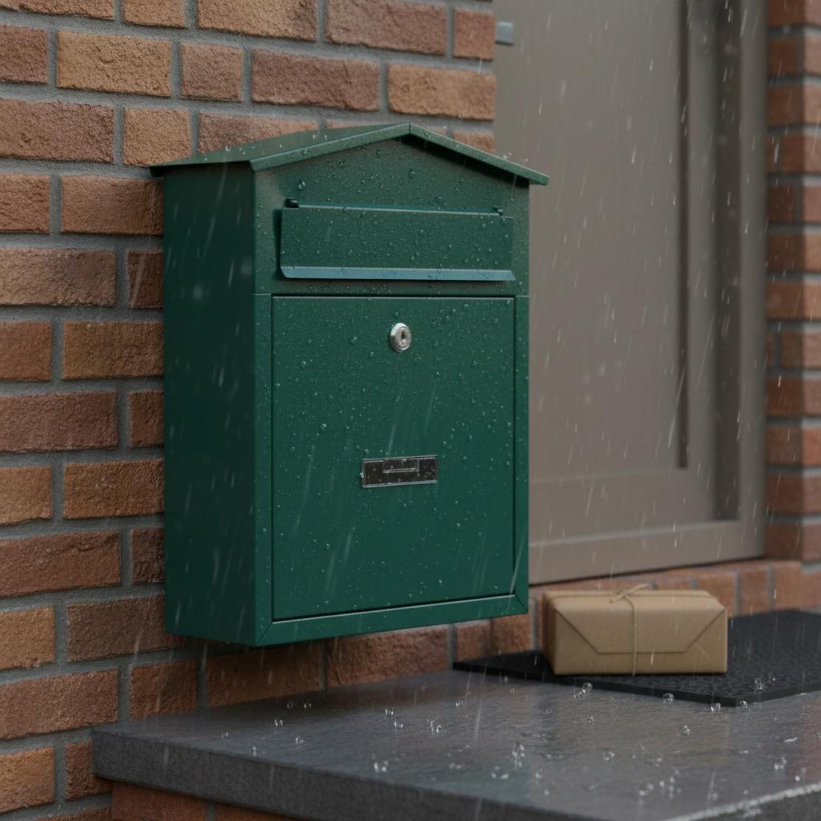 Baoblaze Cassetta le per Esterno con Protezione da Intemperie Chiusura a Chiave Ampio Vano Ferro E Sportello Frontale per Lettere Adatta a Famiglie Raccolta, Verde Inchiostro