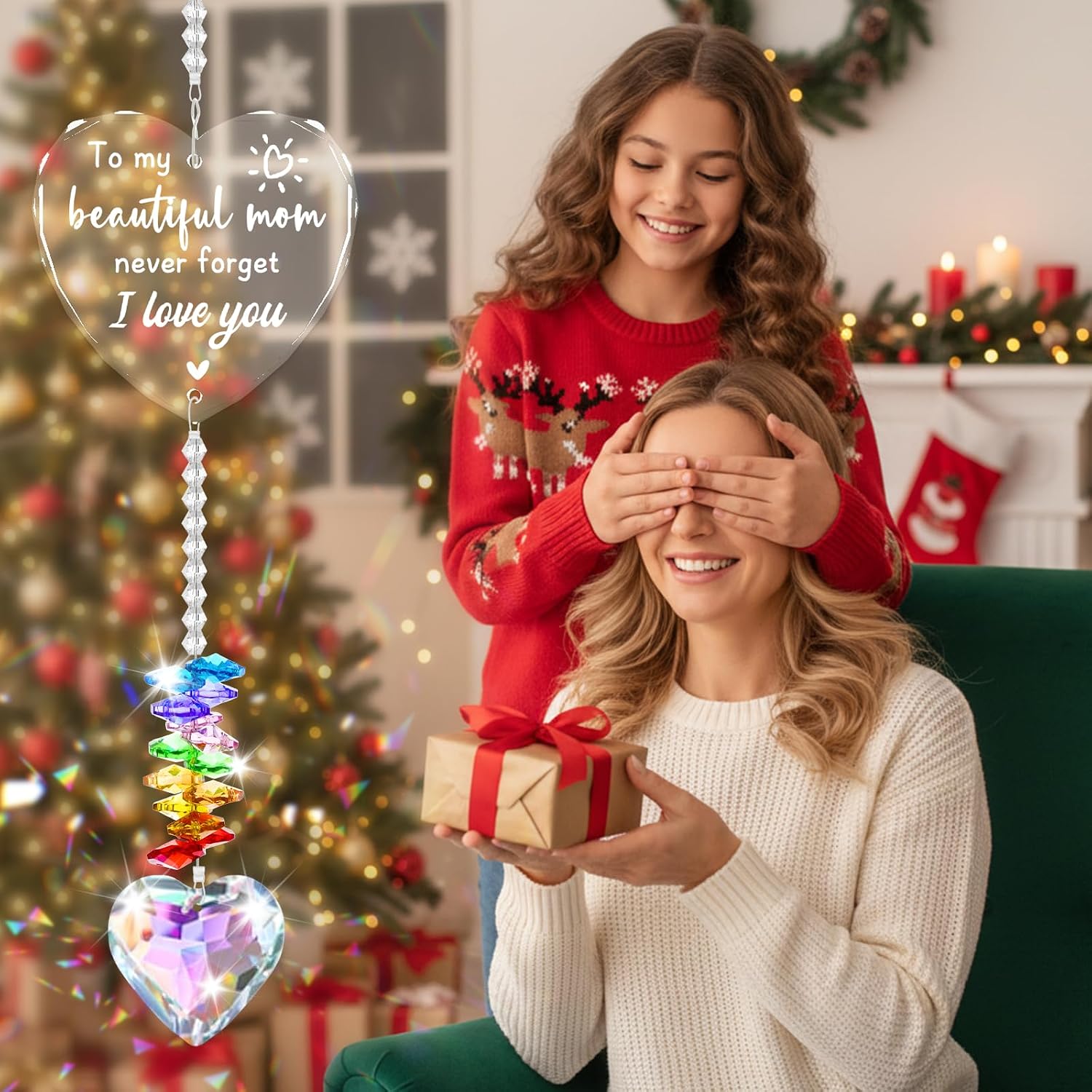 Gifts for Mom, Happy Mother’s Day & Birthday Gifts, Unique Crystal Suncatcher for Mother, Ideal Mom Gift from Daughter and Son
